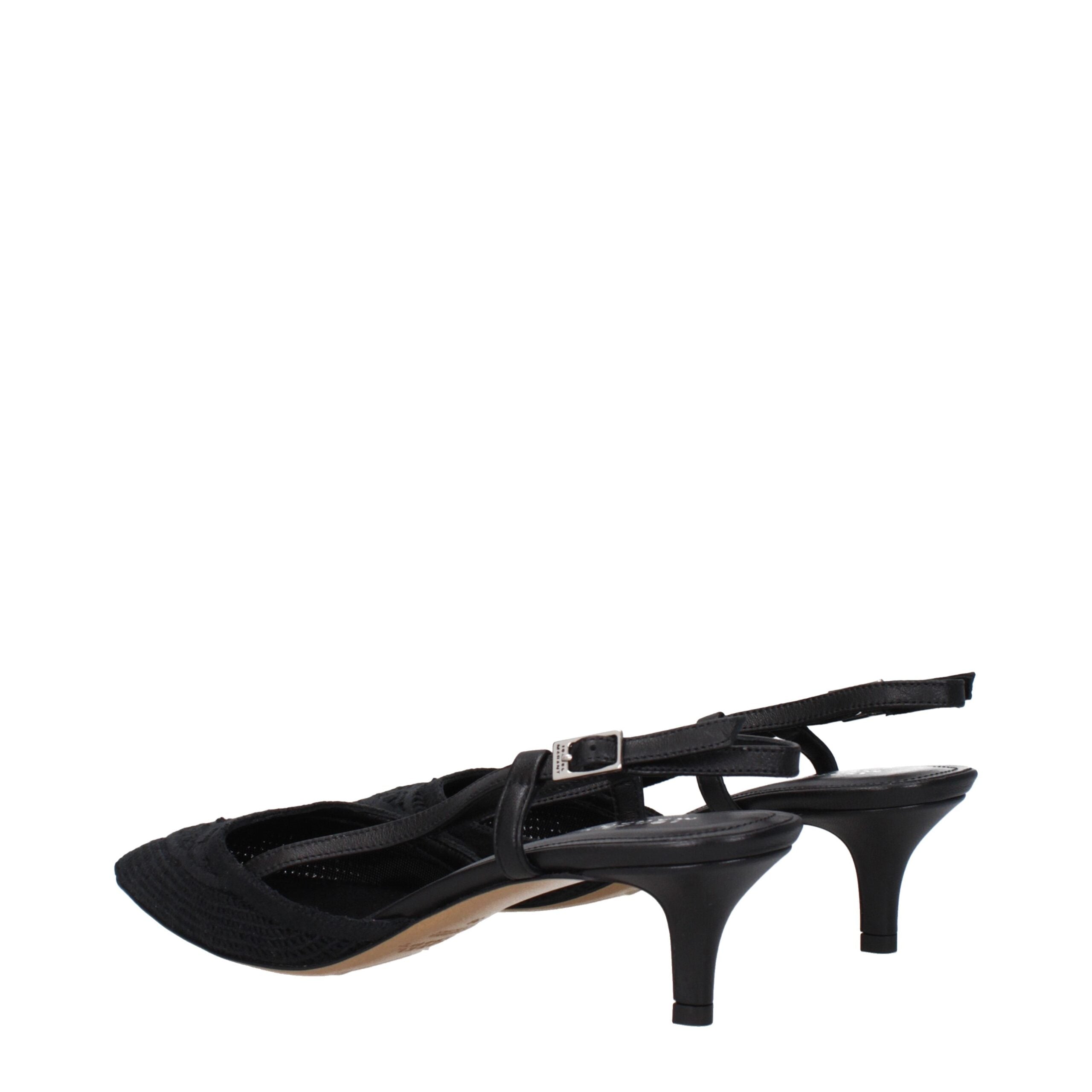 Black Fabric Mid Heel Pumps