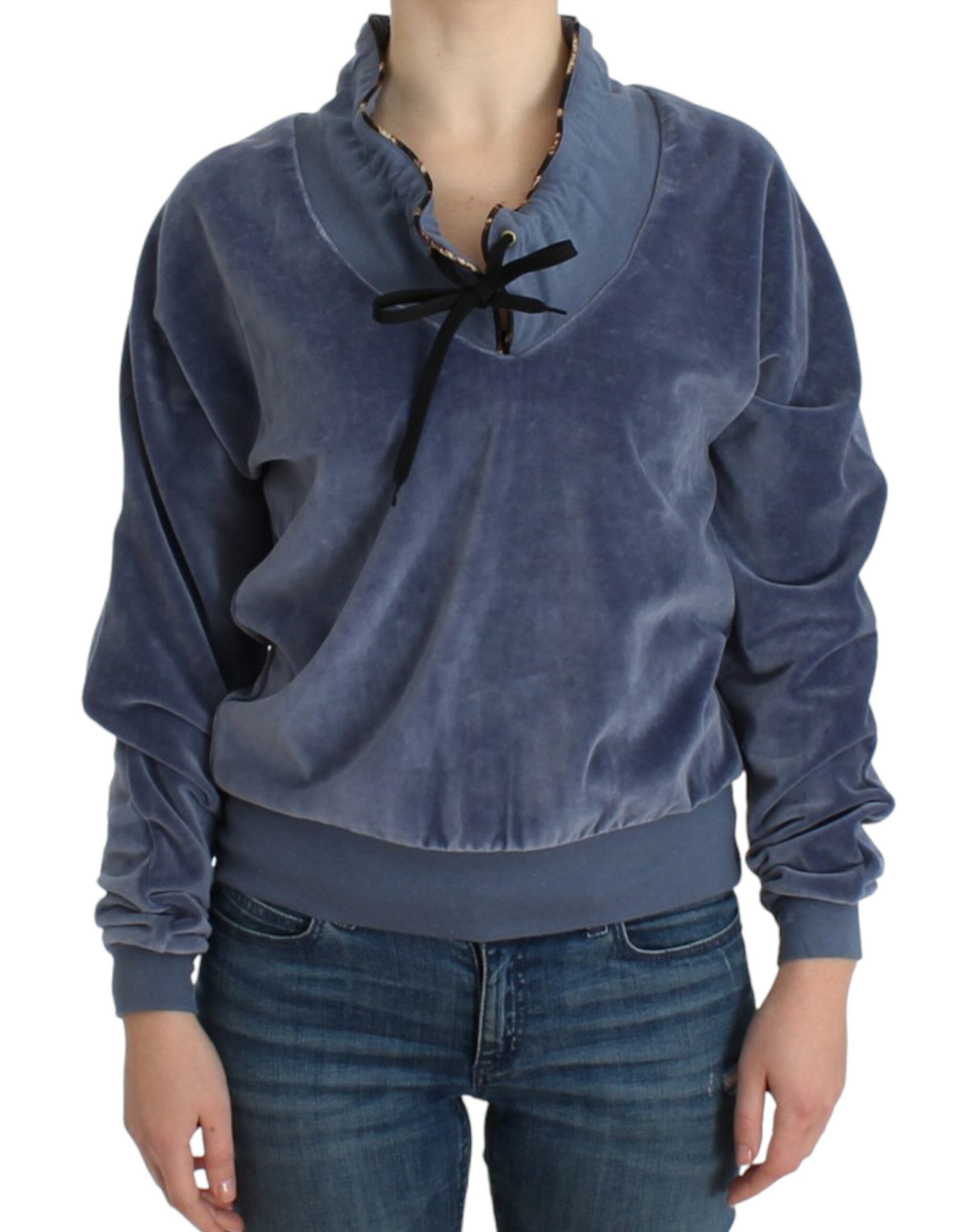 Blue velvet cotton sweater