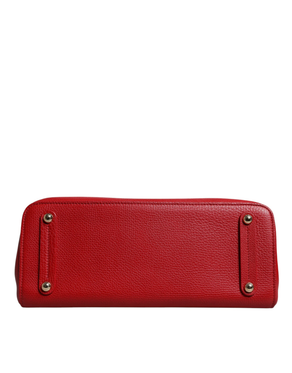 Red Calfskin Leather Logo Plaque Top Handle Bag