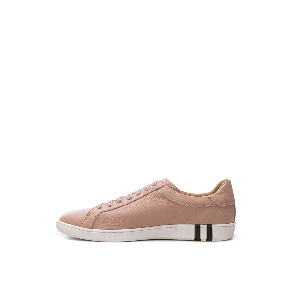 Pink Leather Low Top Sneakers