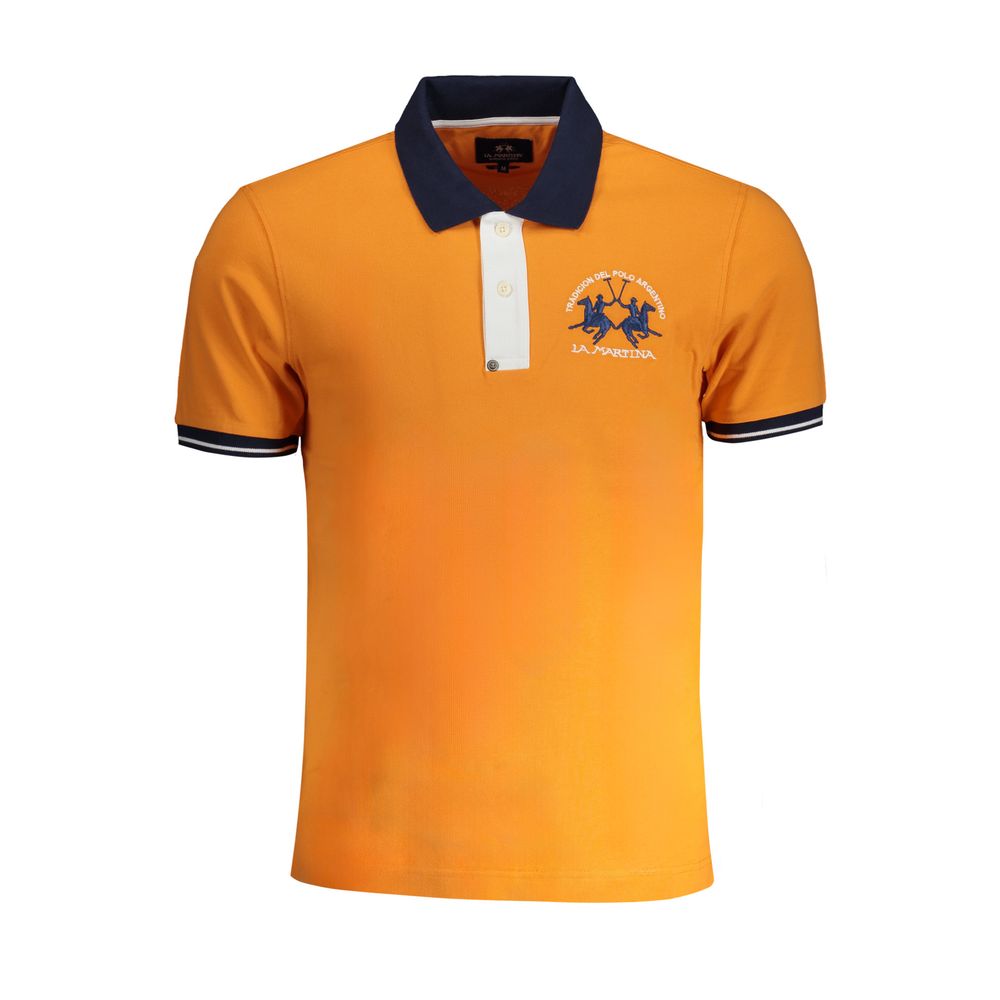 Arancione Cotton Men Polo Shirt