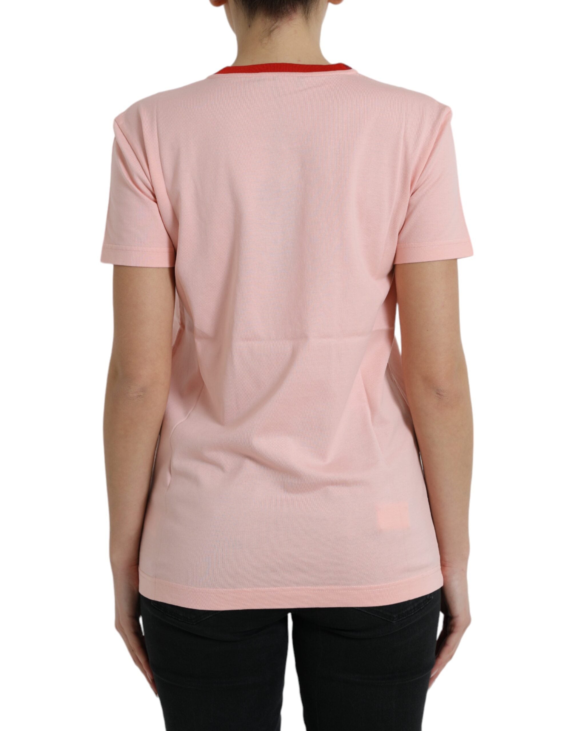 Pink Graphic Print Cotton Crew Neck T-shirt