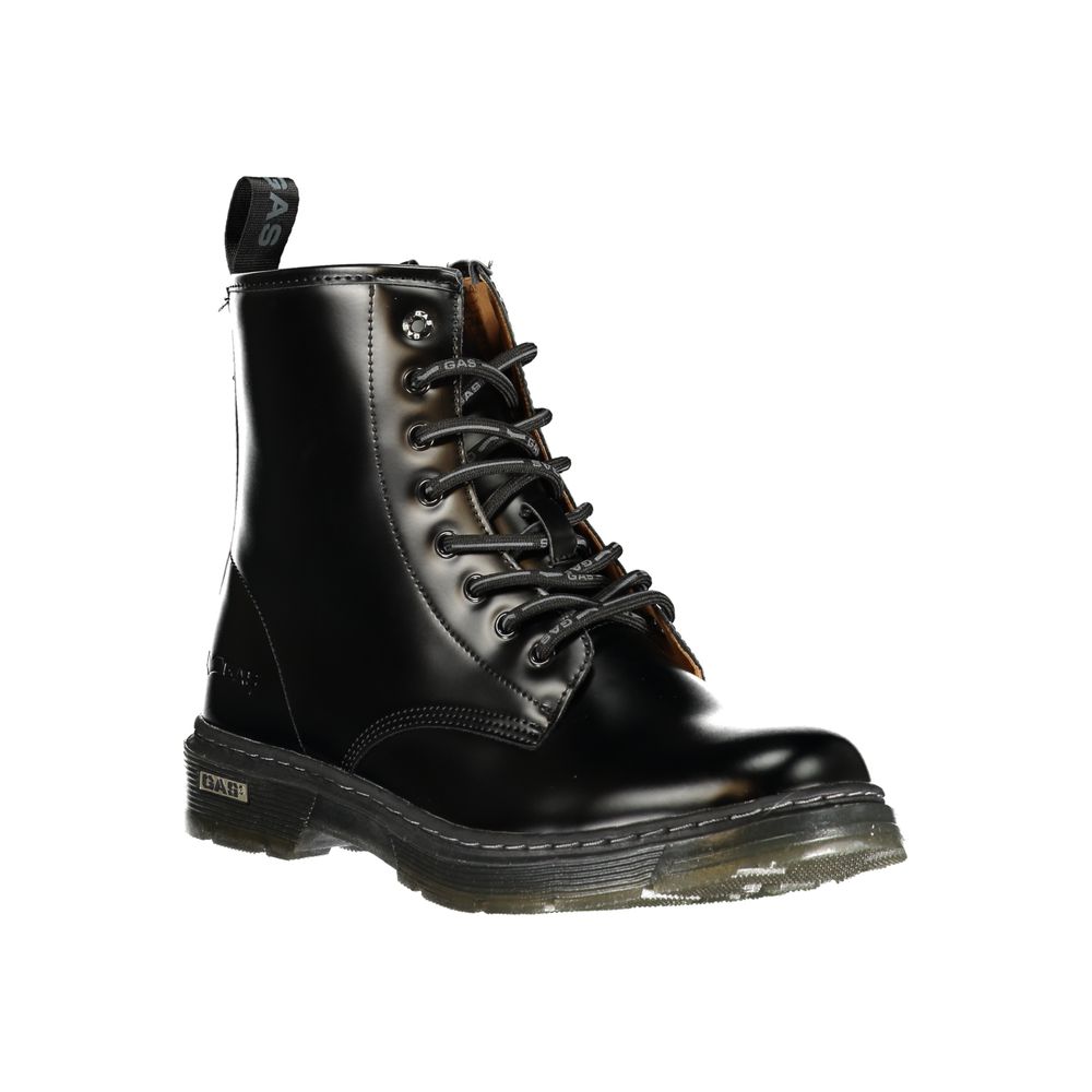 Black Polyurethane Men Ankle Boot
