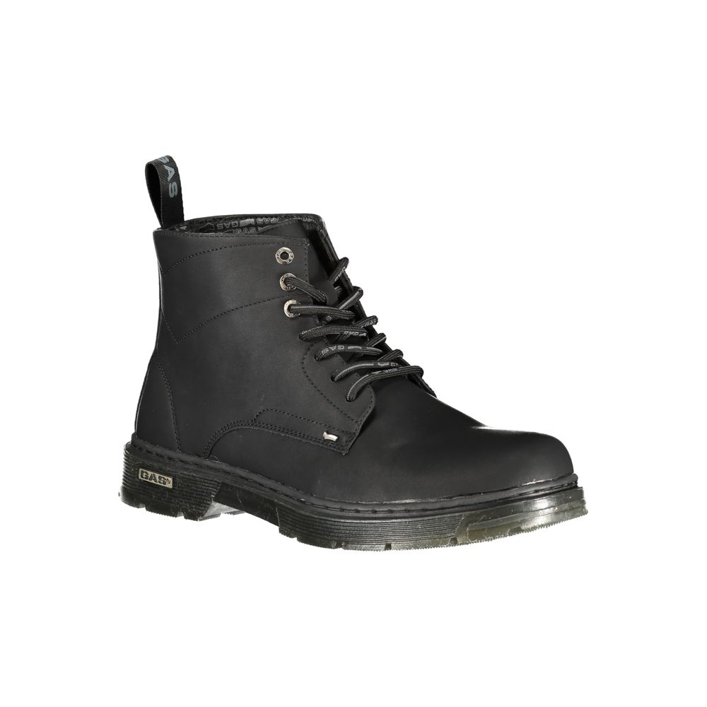 Black Polyurethane Men Ankle Boot