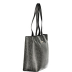 "Black Polyurethane Women Handbag with Internal Pockets"