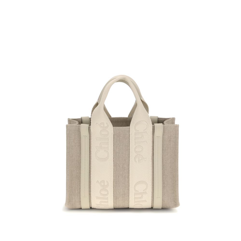 Beige Leinenhandtasche