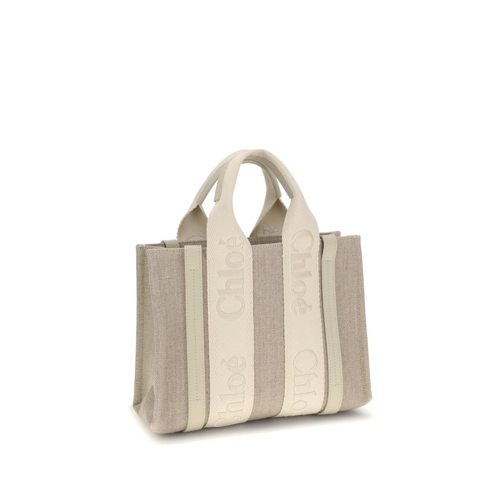 Beige Leinenhandtasche