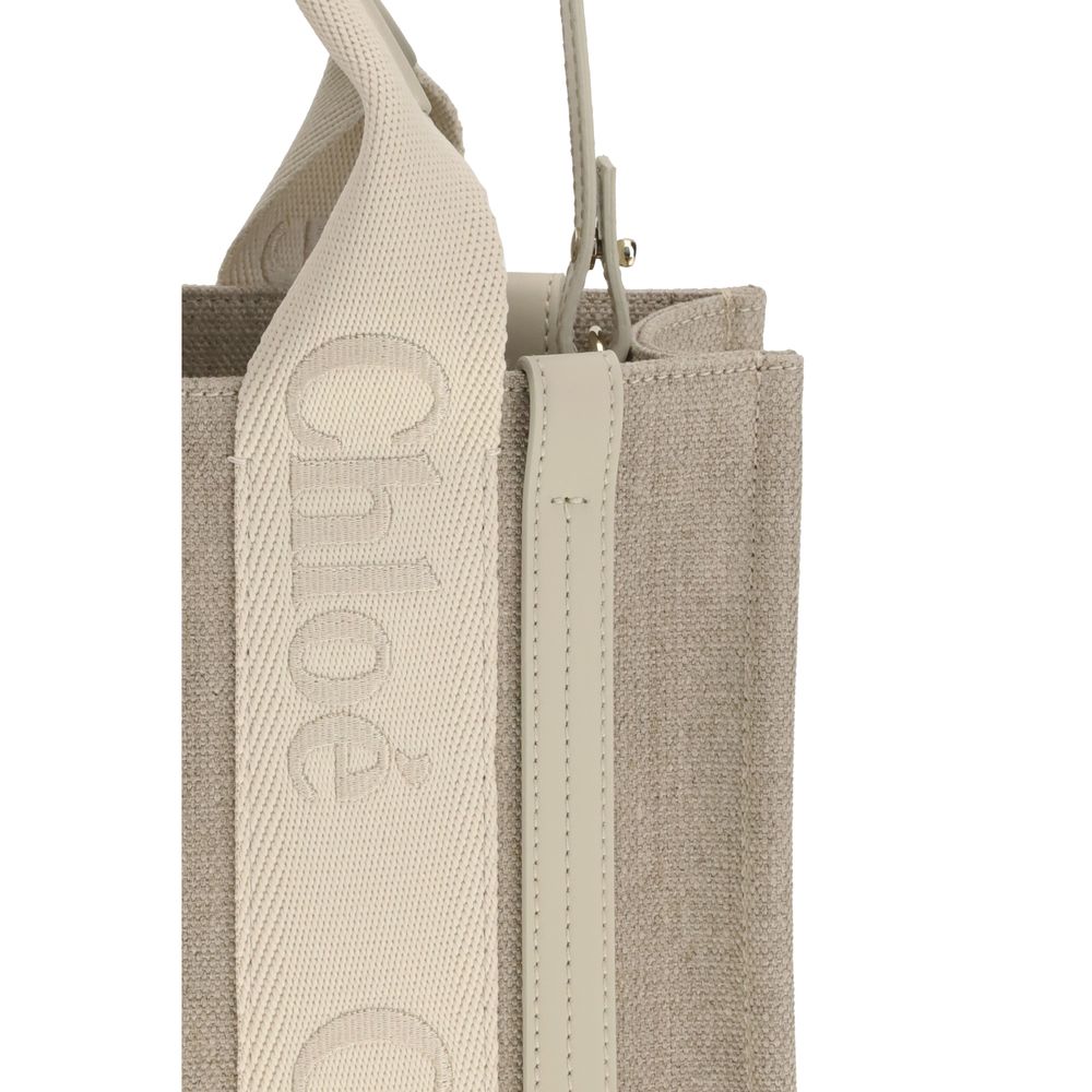 Beige Leinenhandtasche