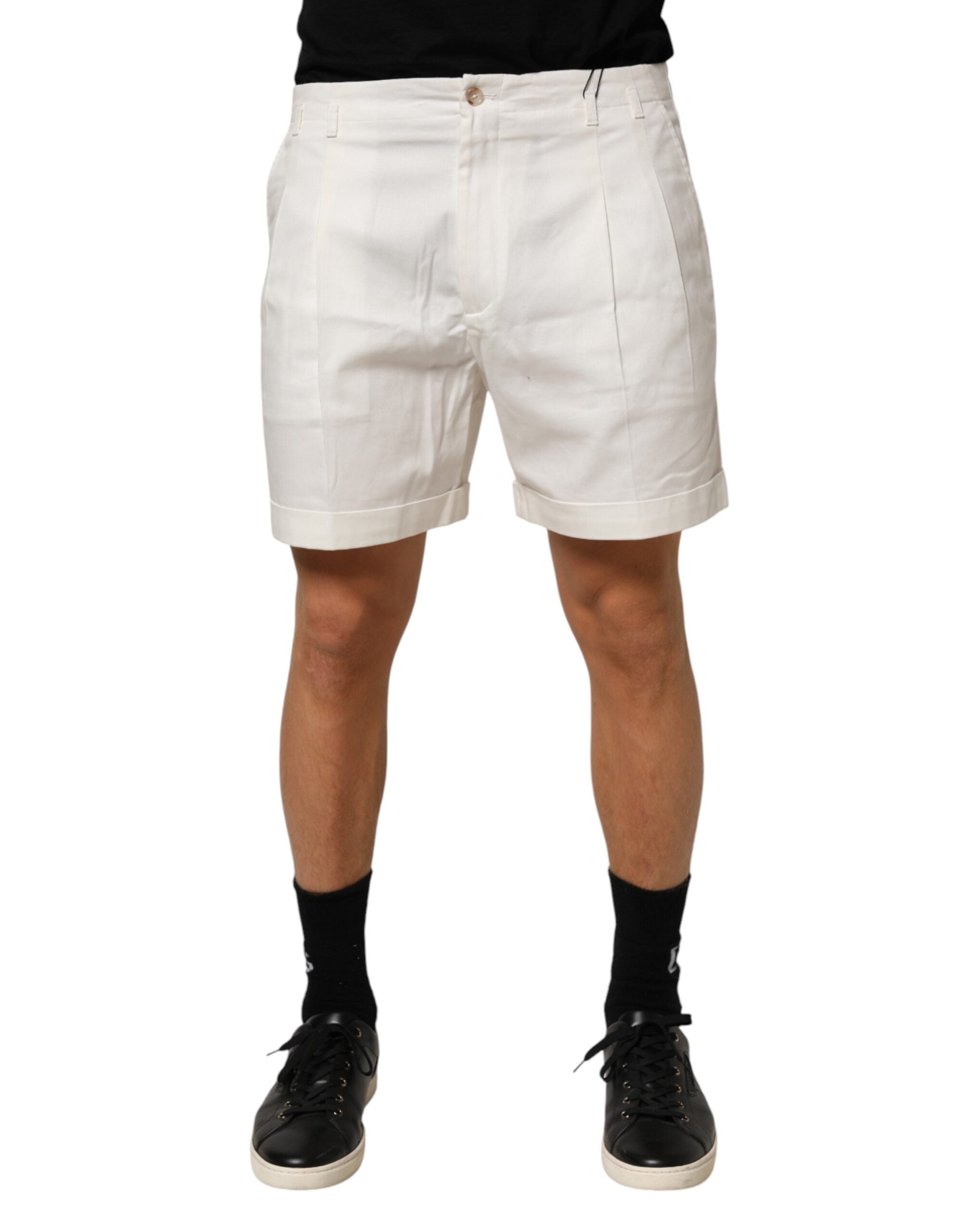 Weiße Bermudashorts aus Baumwolle mit mittlerer Taille für Männer