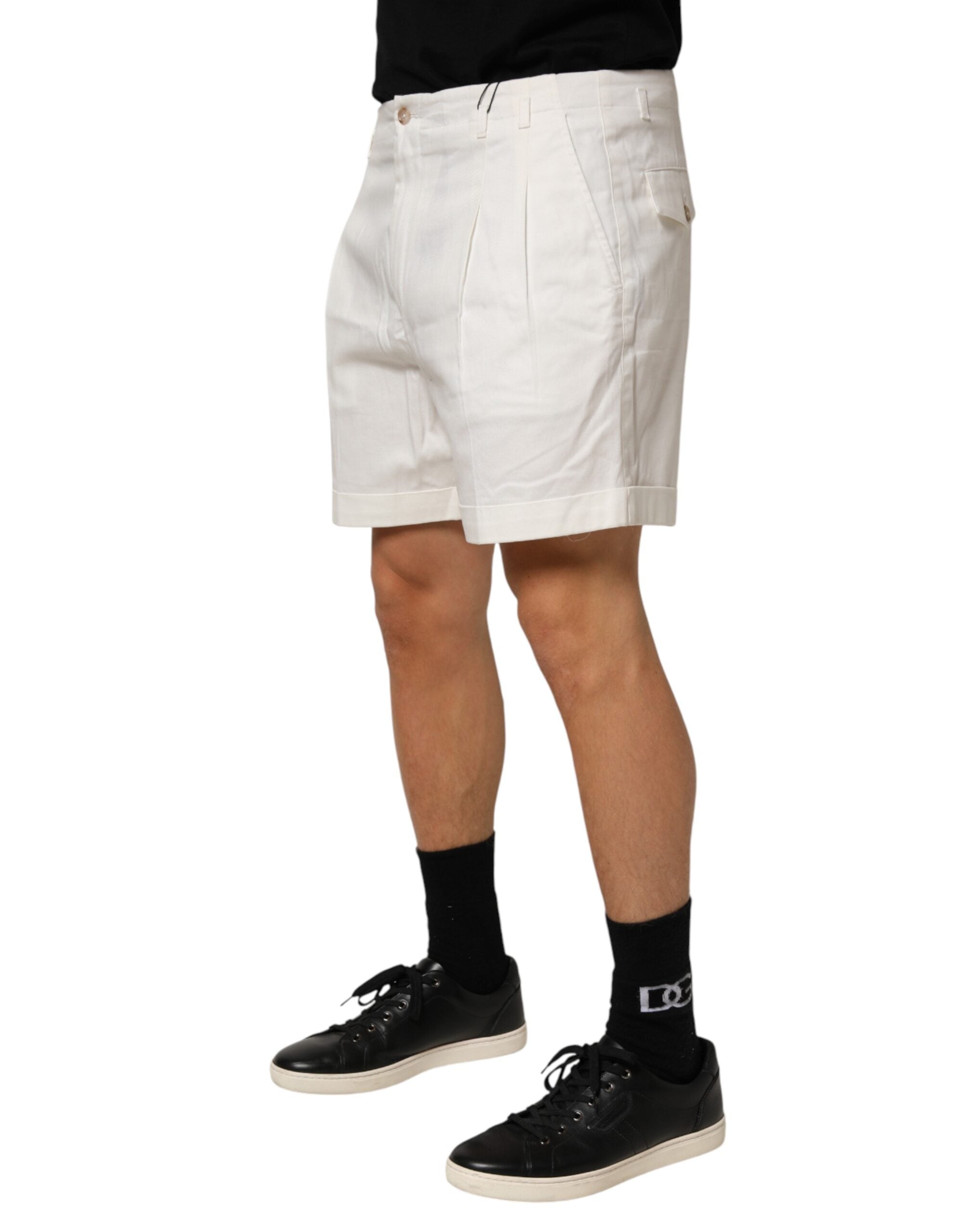 Weiße Bermudashorts aus Baumwolle mit mittlerer Taille für Männer