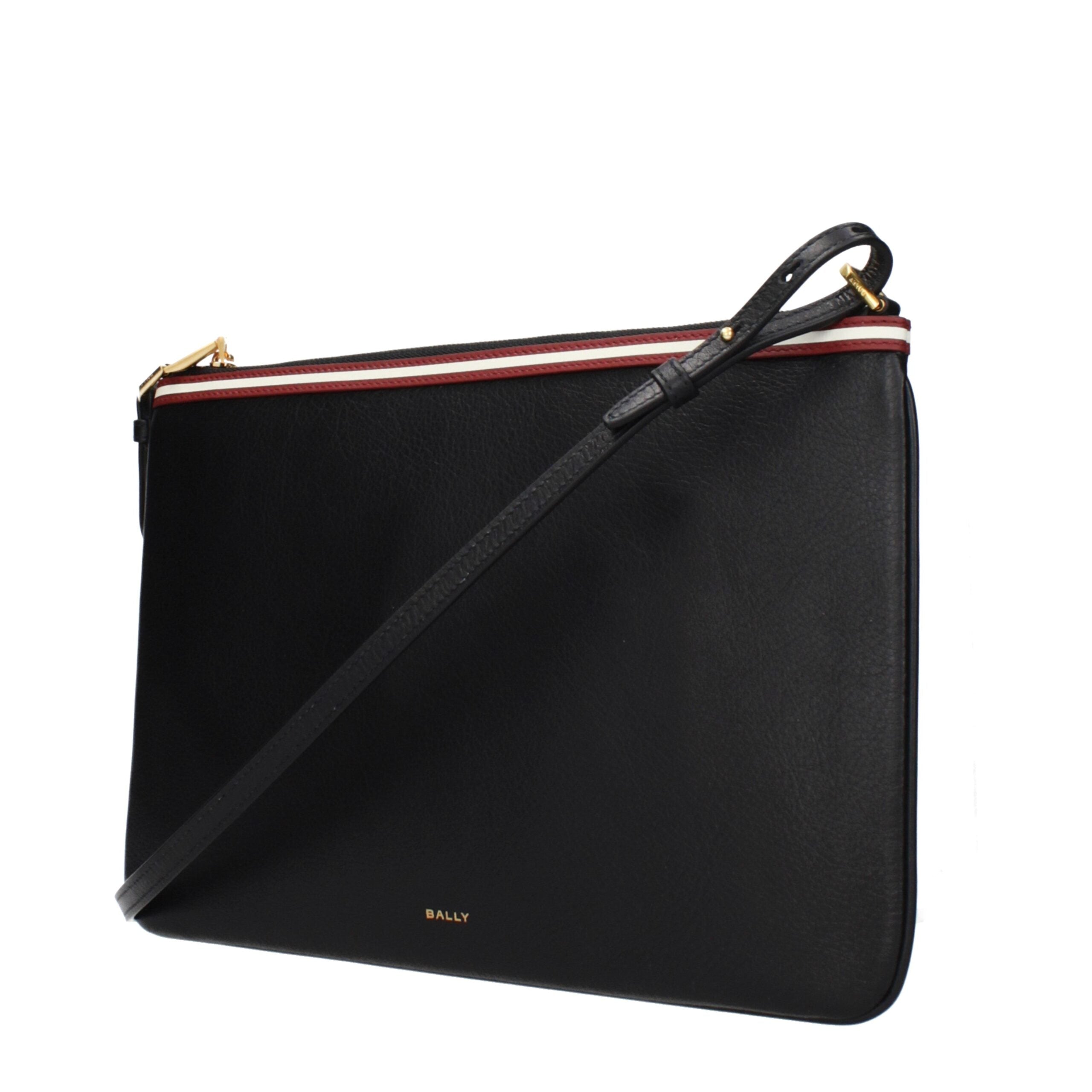 Schwarze Leder Crossbody Tasche