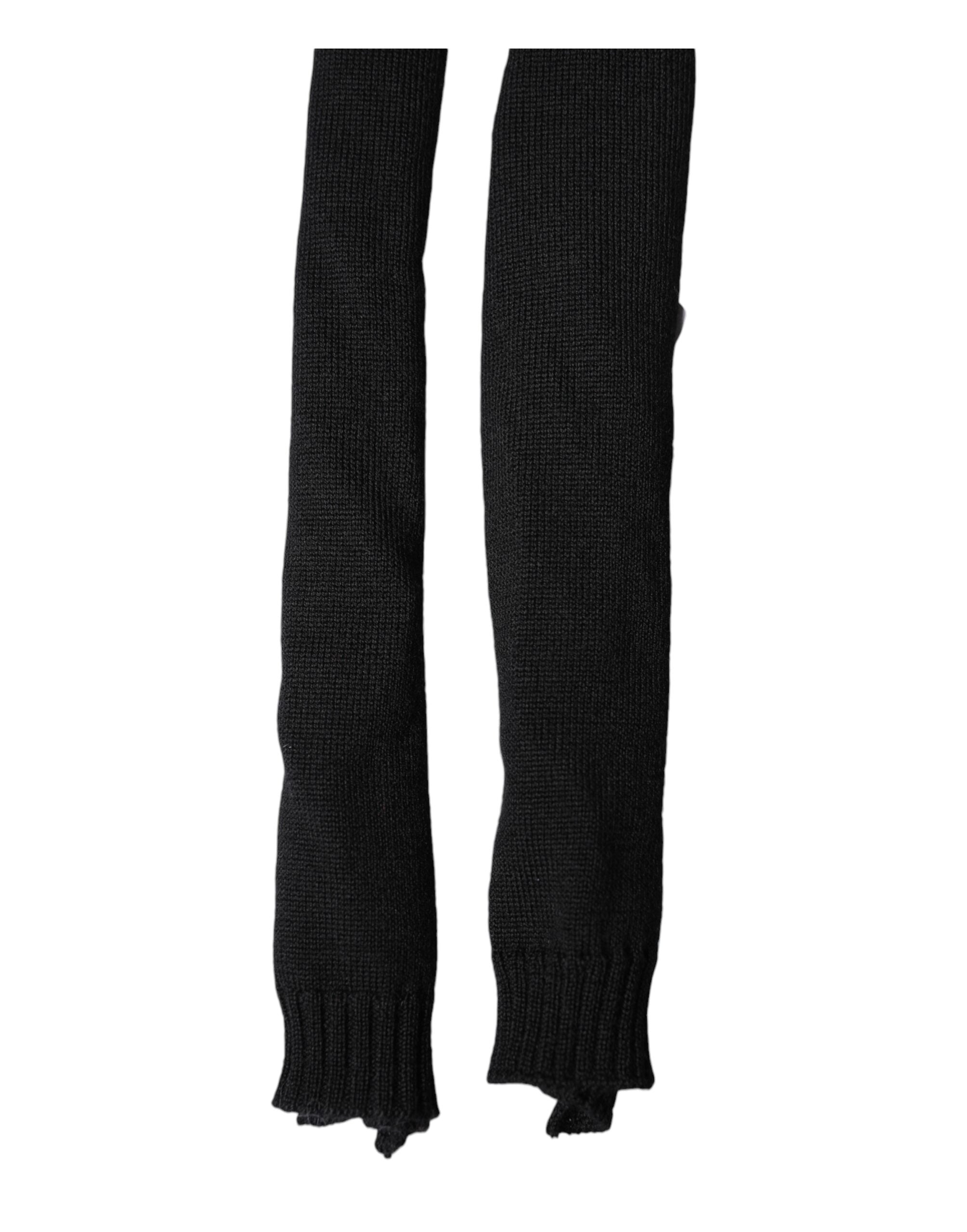 Schwarze Wolle gestrickt Hals Wrap Schal Männer Schal