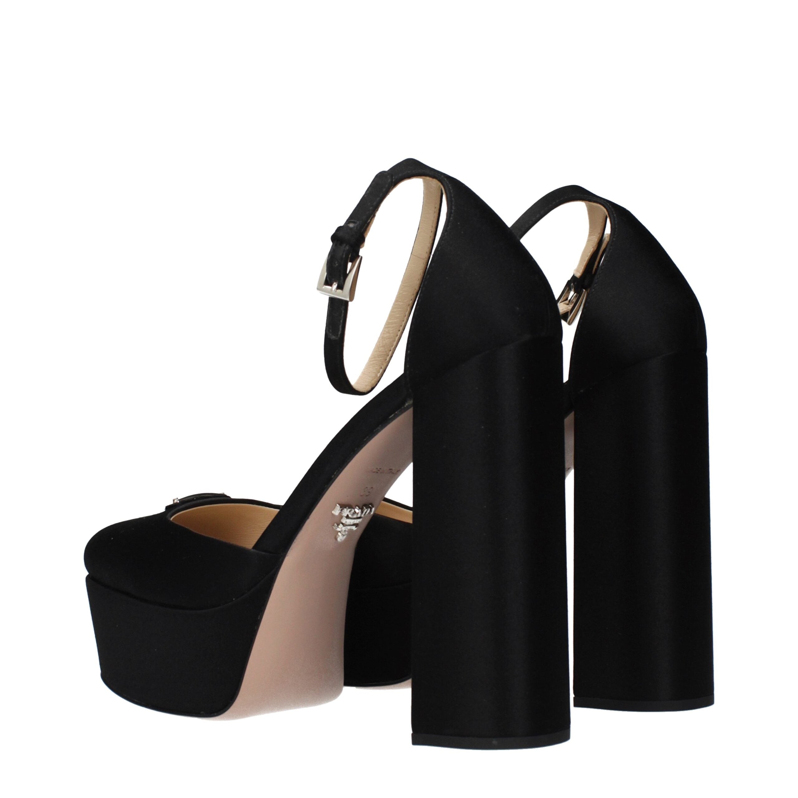 Schwarze Satin Plateau Pumps