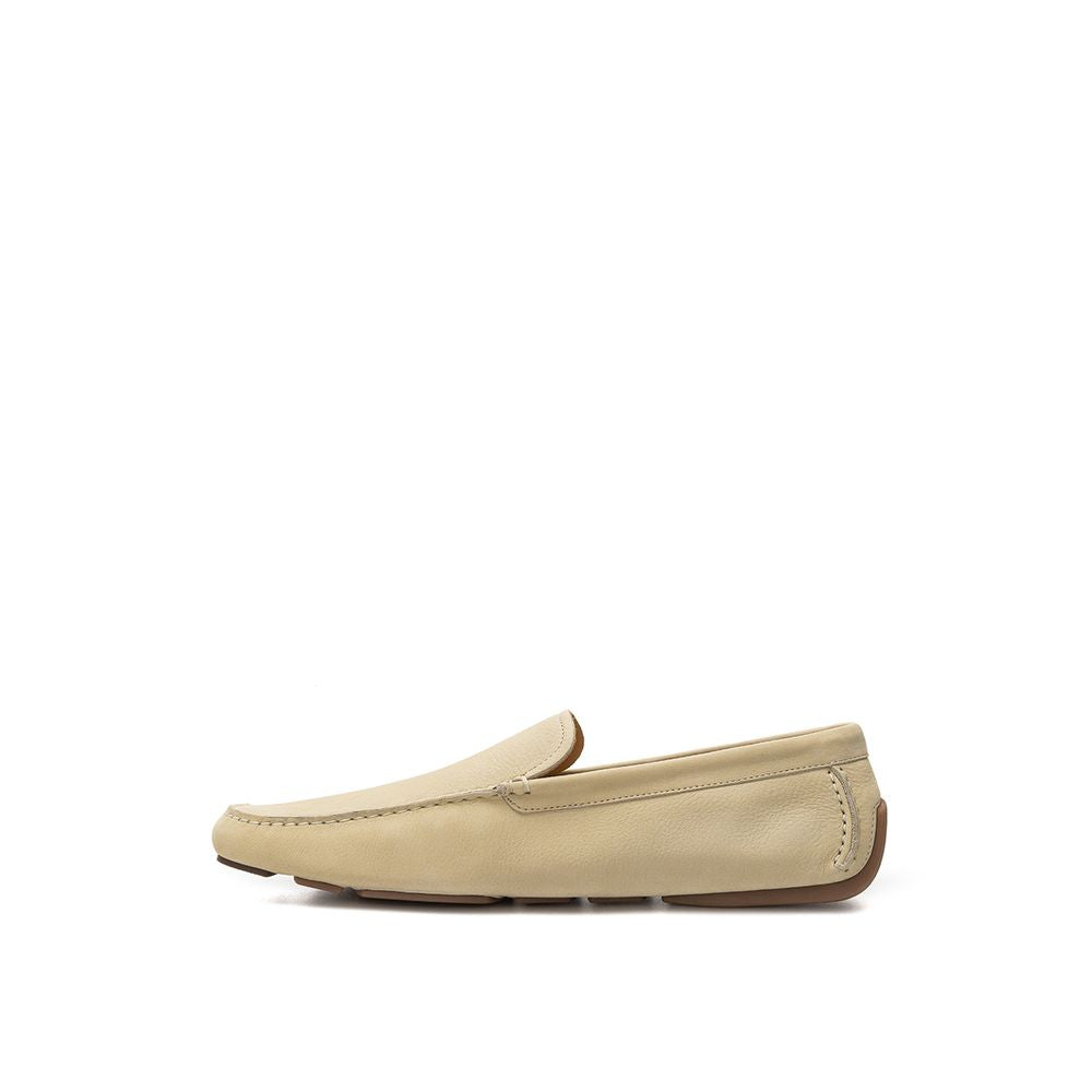 Beige Leather Moccassin