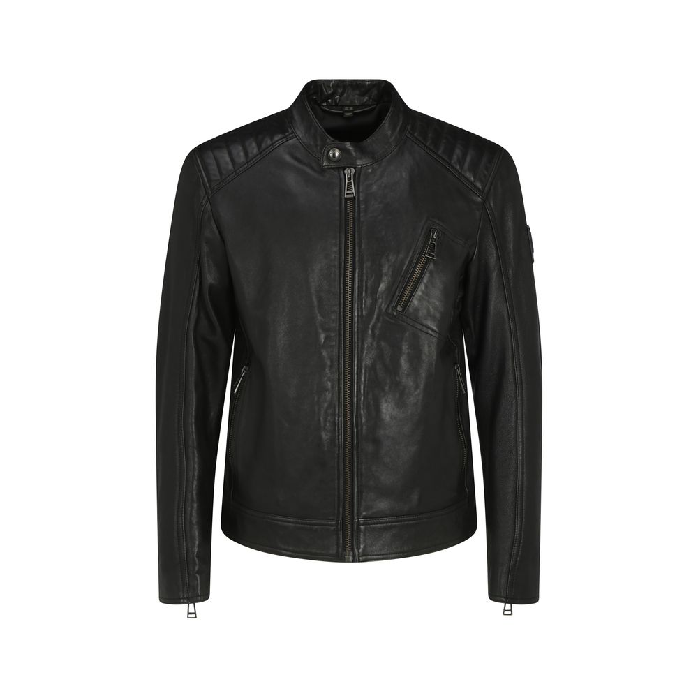 Veste en cuir noir