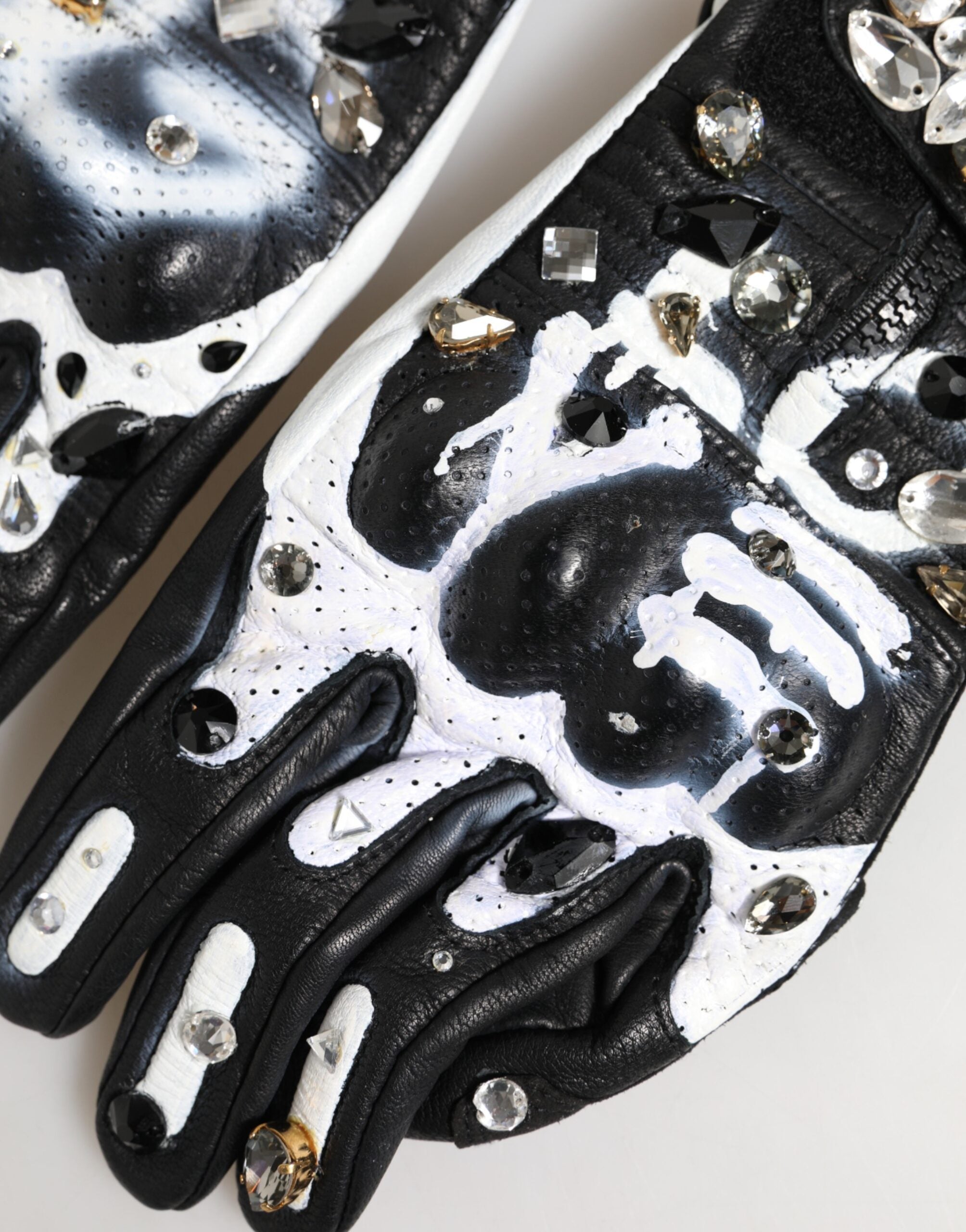 Gants Noirs Blancs Cristal Longueur du poignet Gants Mitaines