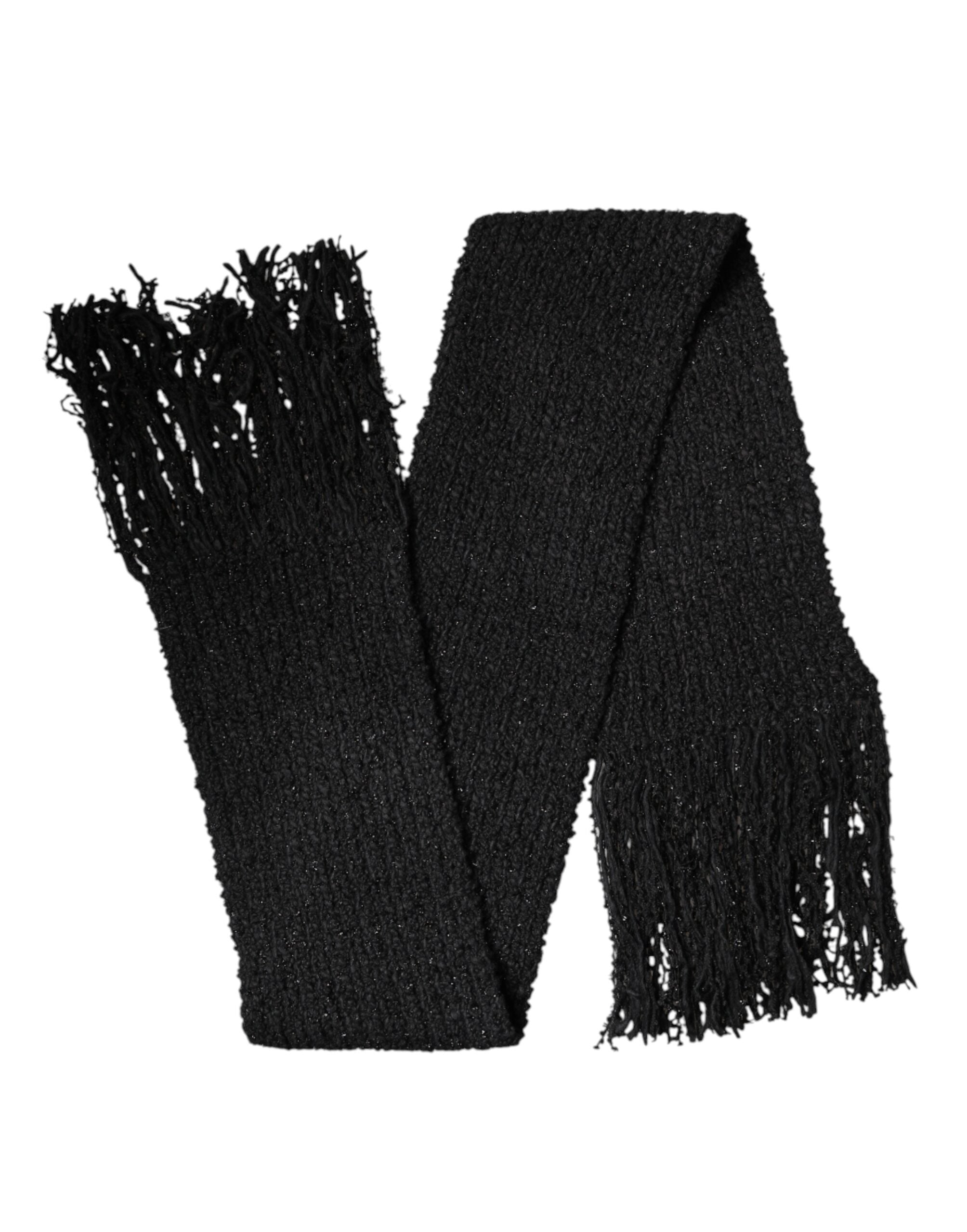 Écharpe à franges en tricot de cachemire noir