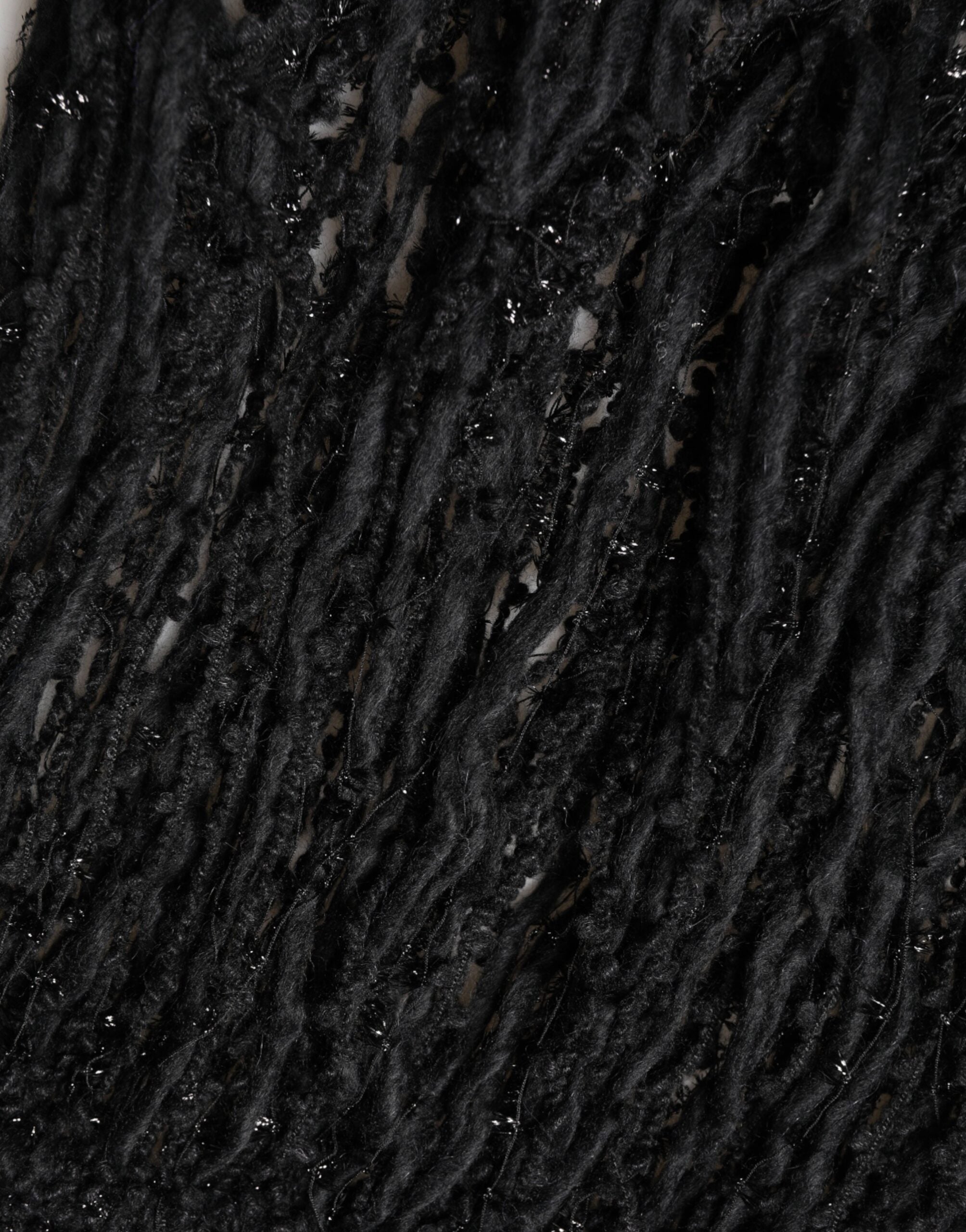 Écharpe à franges en tricot de cachemire noir