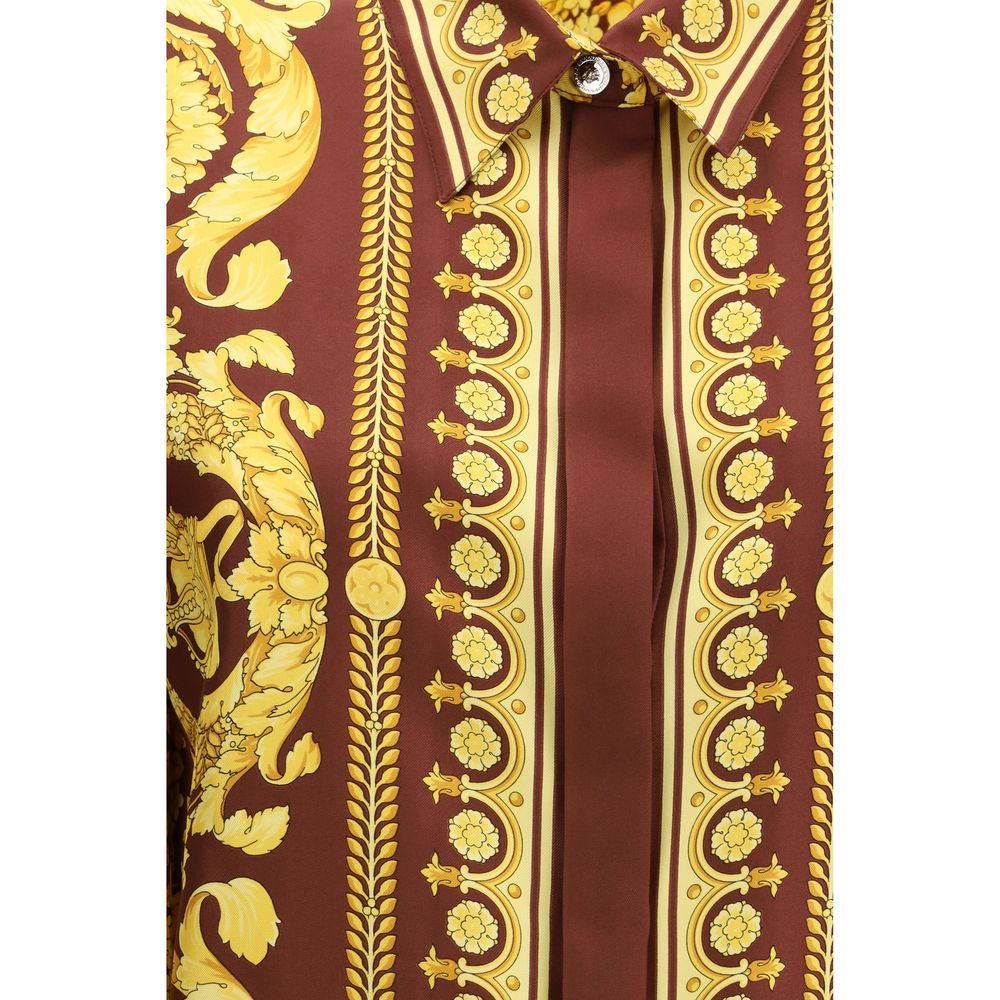 Chemise en soie à motifs bordeaux